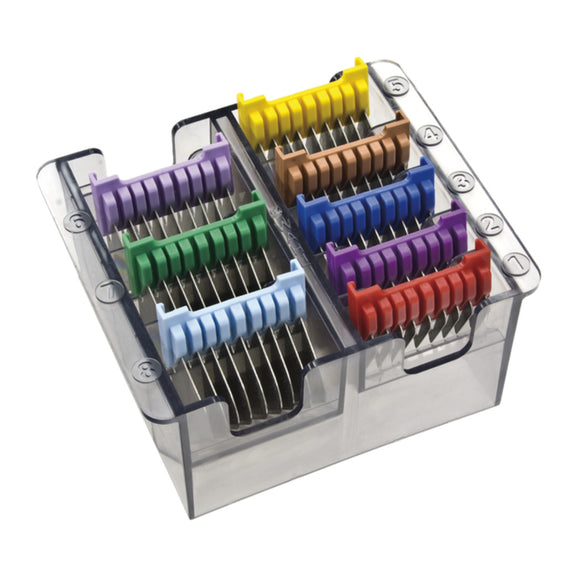 Moser/Wahl Stainless Steel Clipper Attachment Combs Set of 8 with Storage Case