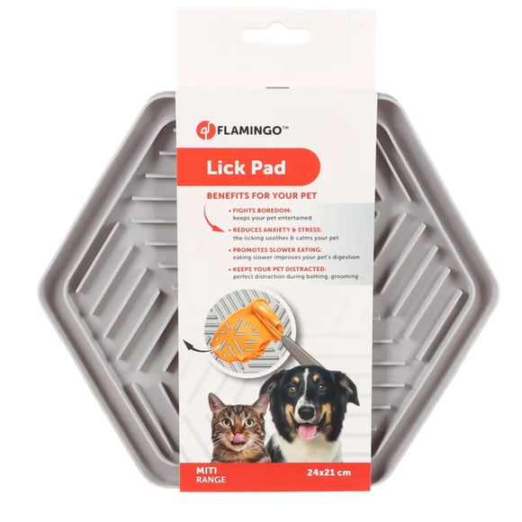 Flamingo Lick Pad Bean – Blue Silicone Anti-Stress Licking Mat, Calming Design