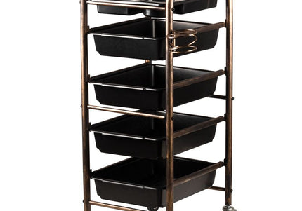 Gabbiano 8-76 Grooming Trolley – Antique Gold, 4 Litter Boxes, Tray, Hairdryer Holder