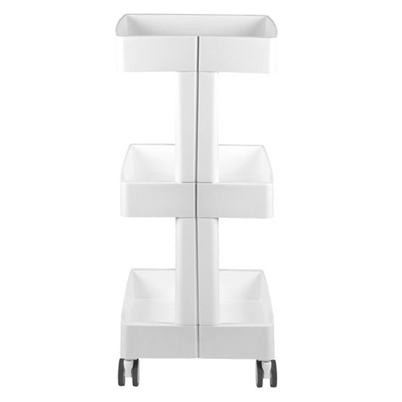 Activ 084 Plastic Grooming Trolley – White Mobile Side Table with 3 Shelves and Wheels