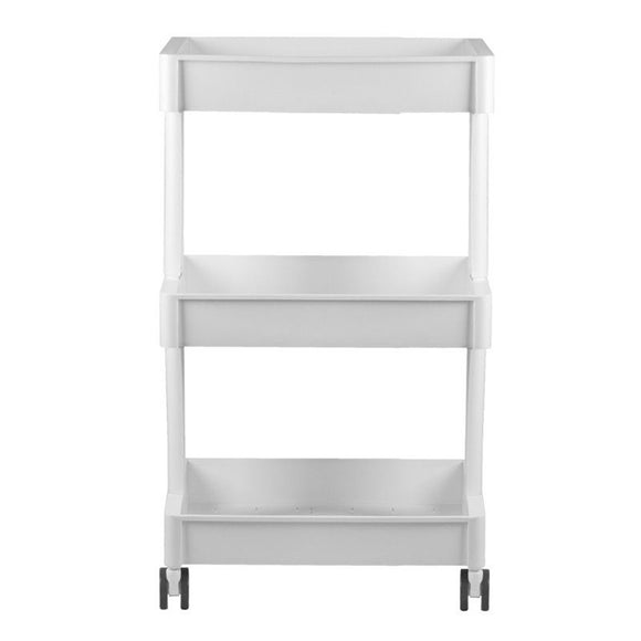 Activ 084 Plastic Grooming Trolley – White Mobile Side Table with 3 Shelves and Wheels