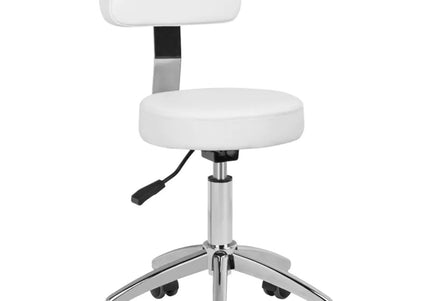 Activ 304-P Grooming Chair – Adjustable Height Stool with Removable Backrest, White Finish