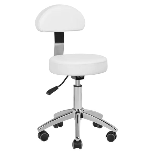 Activ 304-P Grooming Chair – Adjustable Height Stool with Removable Backrest, White Finish
