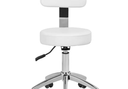 Activ 304-P Grooming Chair – Adjustable Height Stool with Removable Backrest, White Finish