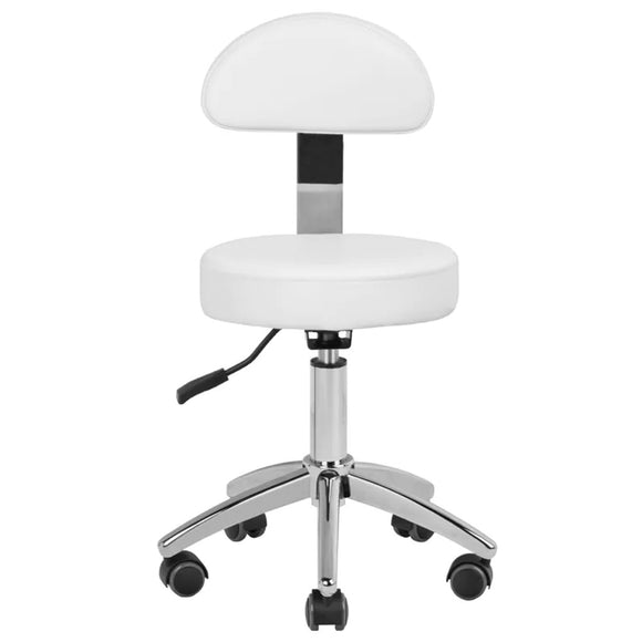 Activ 304-P Grooming Chair – Adjustable Height Stool with Removable Backrest, White Finish