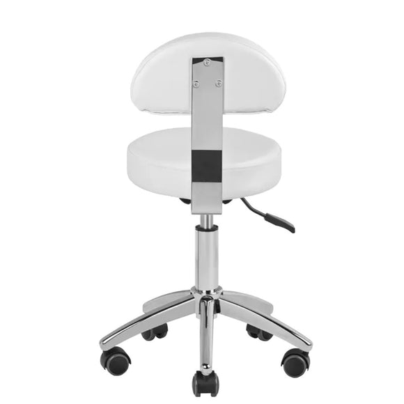 Activ 304-P Grooming Chair – Adjustable Height Stool with Removable Backrest, White Finish