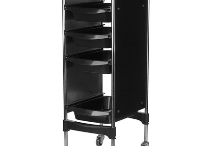 Gabbiano FX11-2 Grooming Trolley – Black Storage Cart with 4 Drawers and Side Handles
