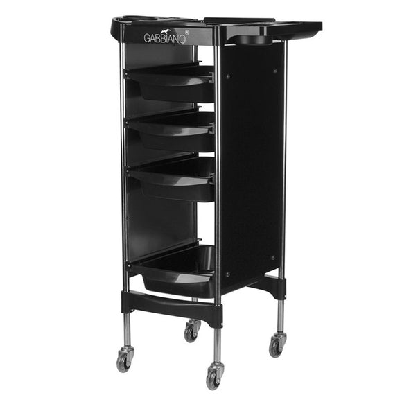 Gabbiano FX11-2 Grooming Trolley – Black Storage Cart with 4 Drawers and Side Handles