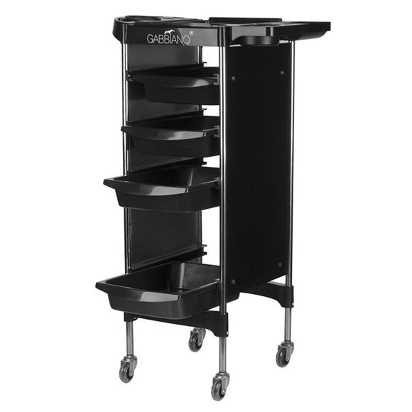 Gabbiano FX11-2 Grooming Trolley – Black Storage Cart with 4 Drawers and Side Handles