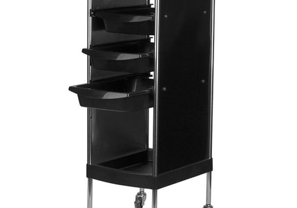 Gabbiano FX11-A Grooming Assistant – Black Mobile Organizer with 3 Trays and Bottom Shelf