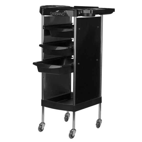 Gabbiano FX11-A Grooming Assistant – Black Mobile Organizer with 3 Trays and Bottom Shelf