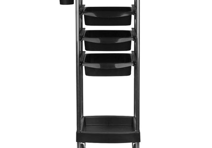 Gabbiano FX11-A Grooming Assistant – Black Mobile Organizer with 3 Trays and Bottom Shelf