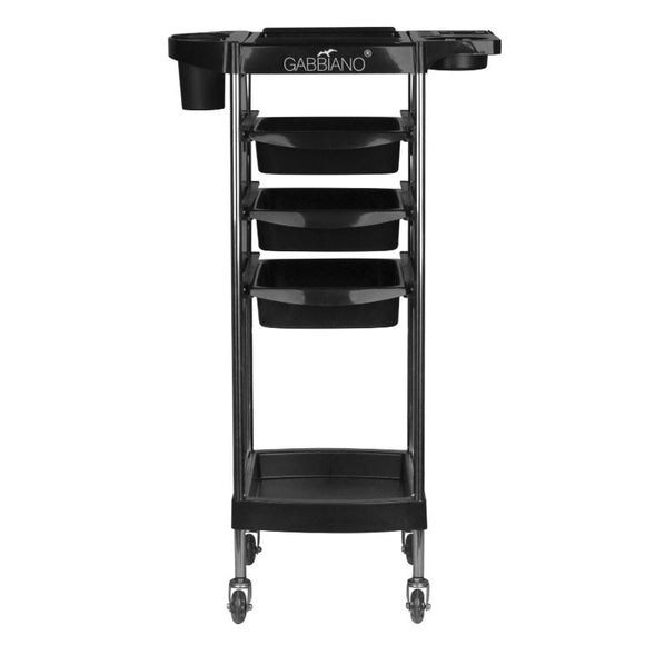 Gabbiano FX11-A Grooming Assistant – Black Mobile Organizer with 3 Trays and Bottom Shelf