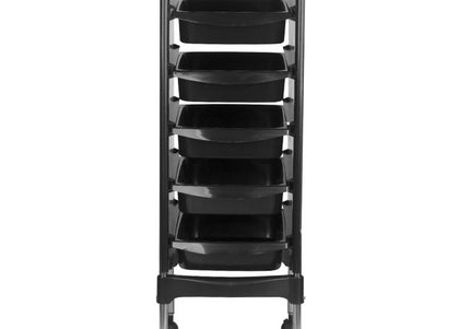 Gabbiano FX Grooming Assistant – Black Storage Cart with 5 Litter Boxes and Side Holders