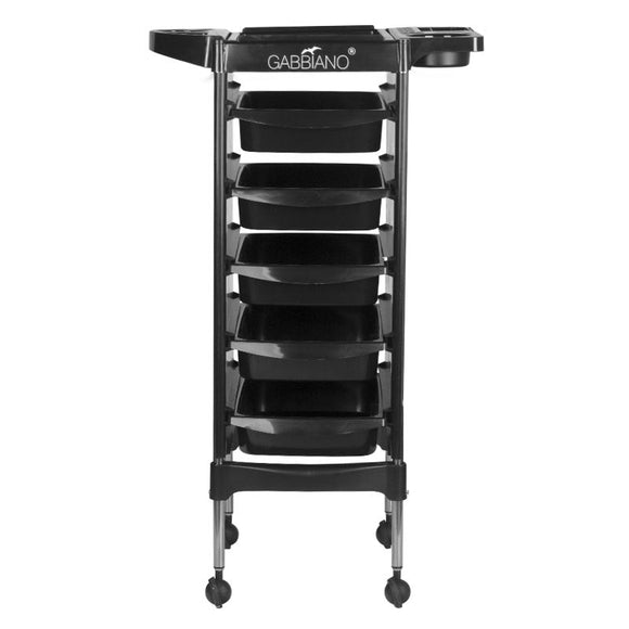 Gabbiano FX Grooming Assistant – Black Storage Cart with 5 Litter Boxes and Side Holders