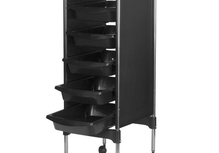 Gabbiano FX Grooming Assistant – Black Storage Cart with 5 Litter Boxes and Side Holders