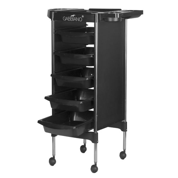Gabbiano FX Grooming Assistant – Black Storage Cart with 5 Litter Boxes and Side Holders
