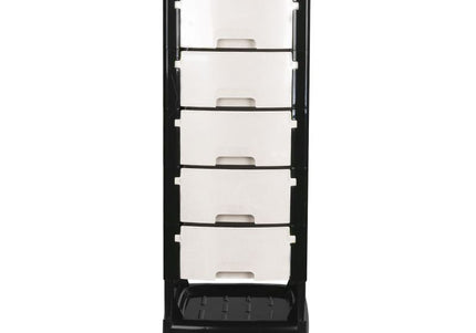 Gabbiano FT65 Grooming Cabinet on Wheels – White Plastic Sideboard with 5 Drawers, 30x40x92cm