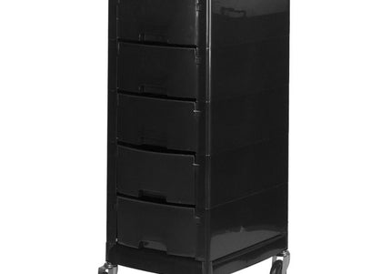 Gabbiano FT65-A Grooming Cabinet – Black Plastic Mobile Storage with 5 Drawers, 34x40x81cm