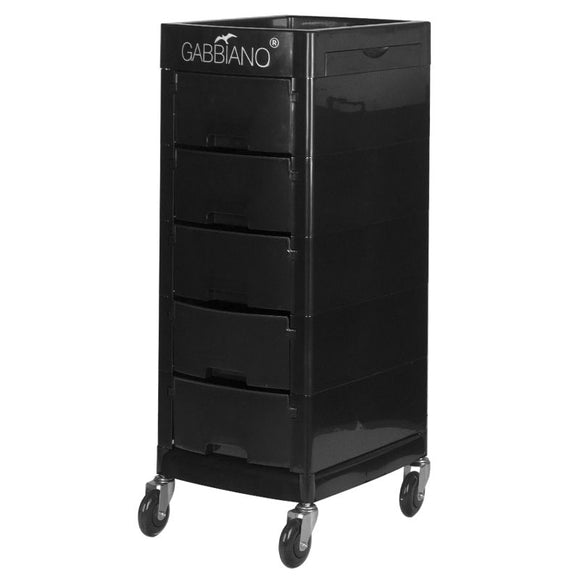 Gabbiano FT65-A Grooming Cabinet – Black Plastic Mobile Storage with 5 Drawers, 34x40x81cm
