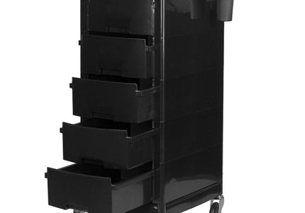 Gabbiano FT65-A Grooming Cabinet – Black Plastic Mobile Storage with 5 Drawers, 34x40x81cm