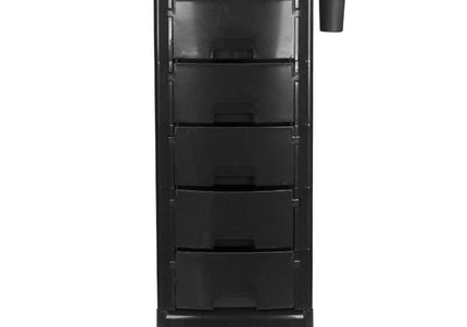 Gabbiano FT65-A Grooming Cabinet – Black Plastic Mobile Storage with 5 Drawers, 34x40x81cm