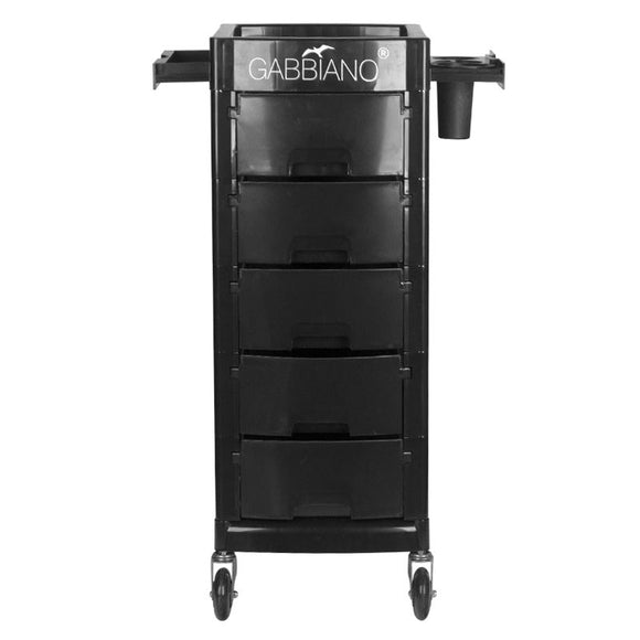 Gabbiano FT65-A Grooming Cabinet – Black Plastic Mobile Storage with 5 Drawers, 34x40x81cm