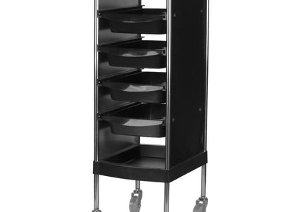 Gabbiano FX11-F Grooming Assistant – Black Mobile Organizer with 4 Trays and Retractable Handles