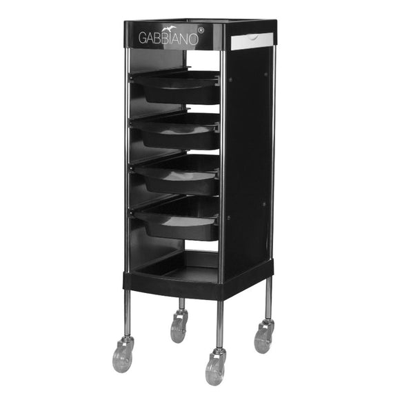 Gabbiano FX11-F Grooming Assistant – Black Mobile Organizer with 4 Trays and Retractable Handles