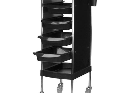 Gabbiano FX11-F Grooming Assistant – Black Mobile Organizer with 4 Trays and Retractable Handles
