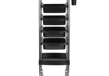 Gabbiano FX11-F Grooming Assistant – Black Mobile Organizer with 4 Trays and Retractable Handles