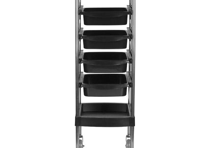 Gabbiano FX11-F Grooming Assistant – Black Mobile Organizer with 4 Trays and Retractable Handles