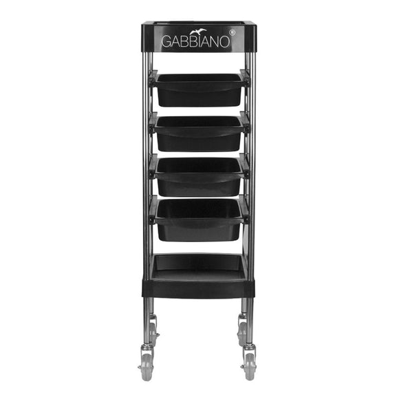Gabbiano FX11-F Grooming Assistant – Black Mobile Organizer with 4 Trays and Retractable Handles