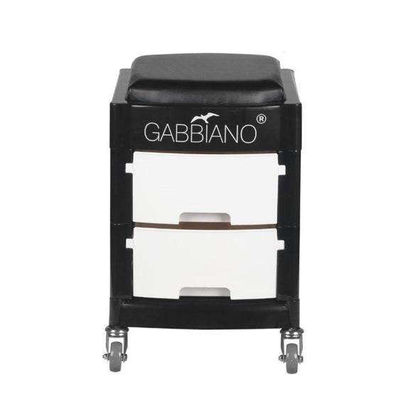 Gabbiano 16-1 Grooming Trolley with Seat – Mobile Storage, 2 Drawers, Black and White