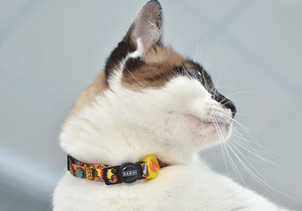 Dashi Boom Cat Collar – Adjustable Comic Book Pattern, Lightweight and Durable Design