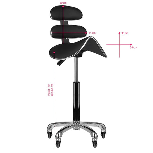 Activ AM-880 Speed Black Grooming Chair – Elegant Profiled Design with Adjustable Height and Rubber Wheels