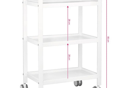 Activ HS-09 Grooming Trolley – White Metal Frame, 3 Shelves, Mobile Storage Solution