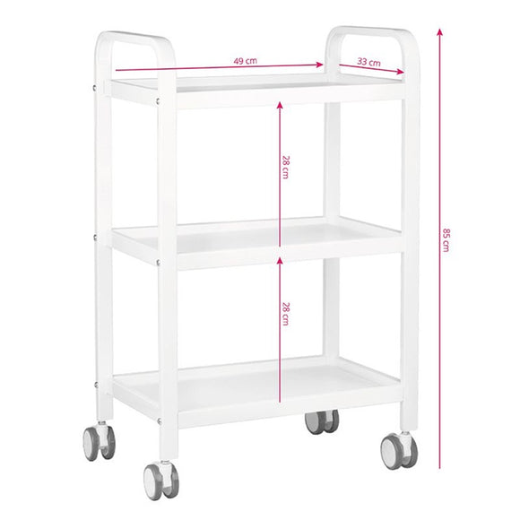 Activ HS-09 Grooming Trolley – White Metal Frame, 3 Shelves, Mobile Storage Solution