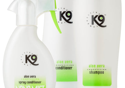 K9 Aloe Vera Grooming Set – Gentle Shampoo, Conditioner and Spray for Sensitive Skin and Coat