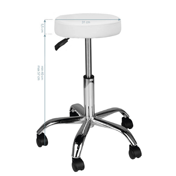 Activ AM-310 Height-Adjustable Grooming Stool – Ergonomic White Seat with Stable Base