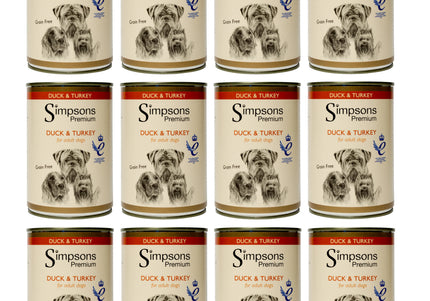 Simpsons Premium Duck & Turkey Casserole – Grain-Free Wet Dog Food with Vegetables, 12x400g