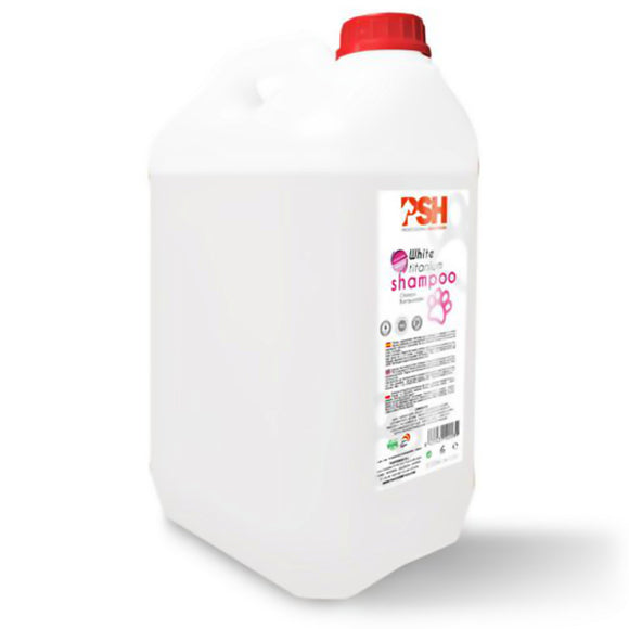 PSH Pro Total White Shampoo – Concentrated Whitening Formula, 5L, Enhances Coat Brightness