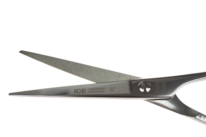 Gotta Solingen Ice 6" Straight Scissors – Nickel-Plated, One-Sided Micro-Grind Precision