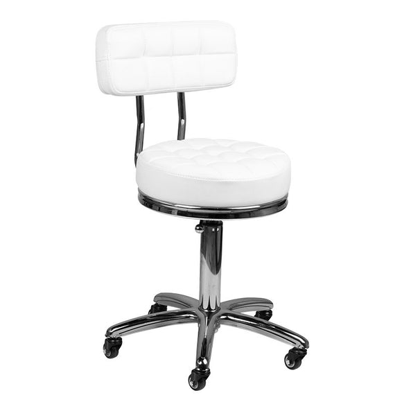 Activ AM-877 Grooming Chair – Quilted Seat, Comfortable Backrest, White Finish