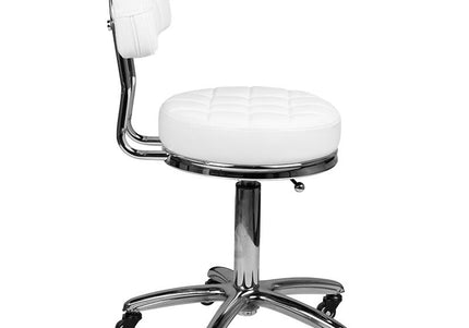 Activ AM-877 Grooming Chair – Quilted Seat, Comfortable Backrest, White Finish