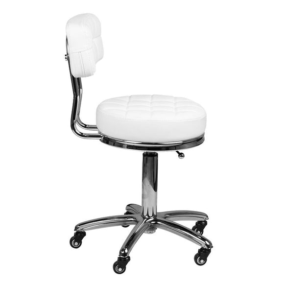 Activ AM-877 Grooming Chair – Quilted Seat, Comfortable Backrest, White Finish