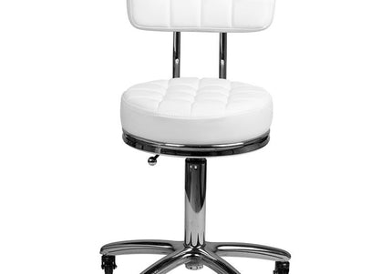 Activ AM-877 Grooming Chair – Quilted Seat, Comfortable Backrest, White Finish
