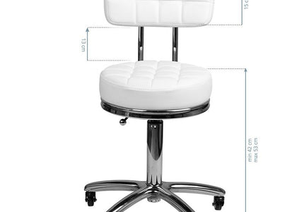 Activ AM-877 Grooming Chair – Quilted Seat, Comfortable Backrest, White Finish