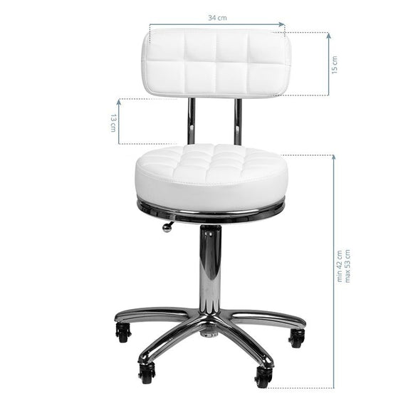 Activ AM-877 Grooming Chair – Quilted Seat, Comfortable Backrest, White Finish