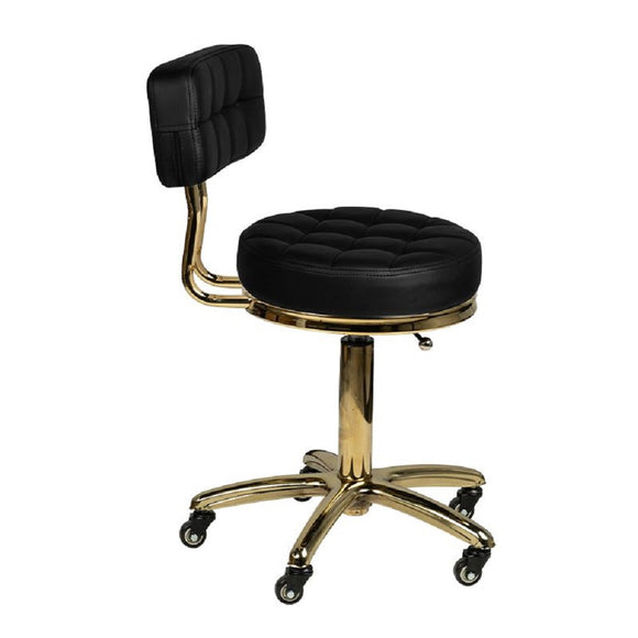 Activ Gold AM-961 Grooming Chair – Quilted Gold Seat, Black Base, Mobile Wheels